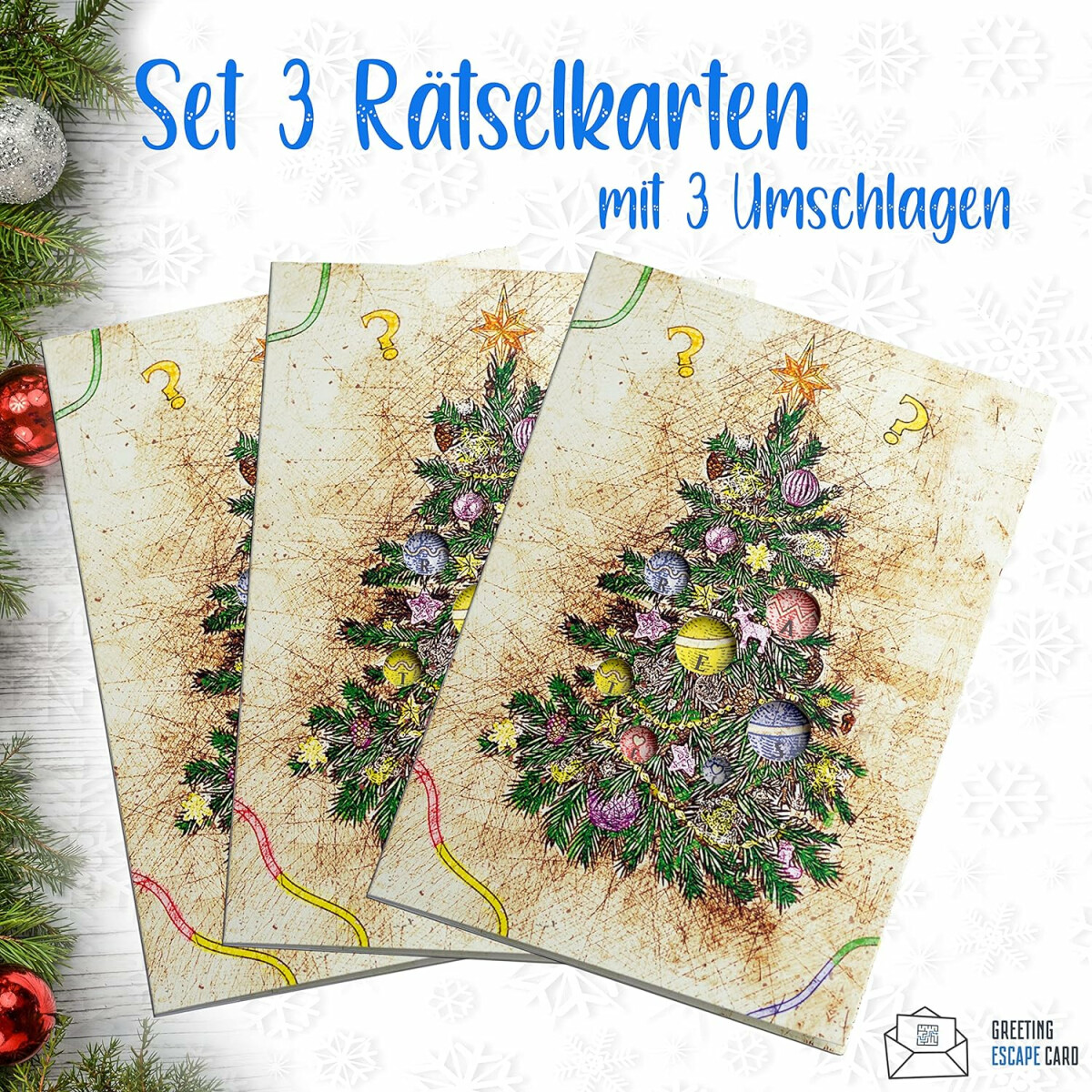 Set of 3 Christmas cards German